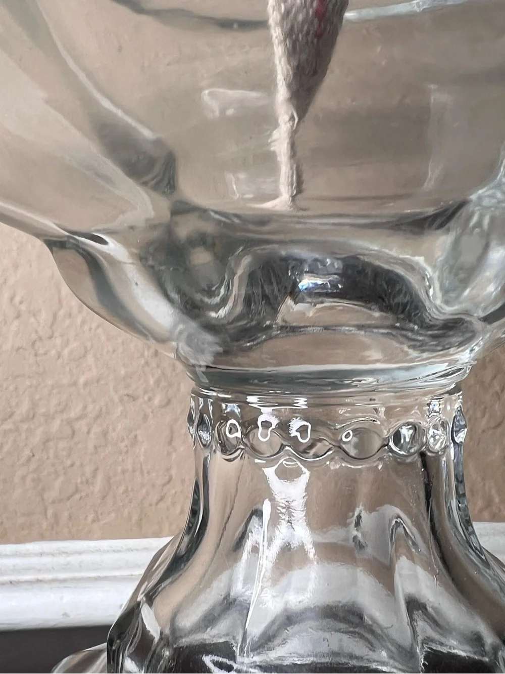 Vintage 1980s Clear Glass Hurricane Oil Lamp